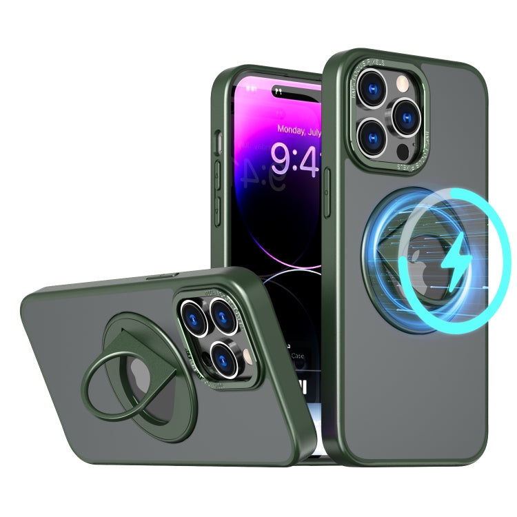 For iPhone 15 Pro Rotating Ring Magnetic Holder Phone Case(Green) - HoMEdemic™ 