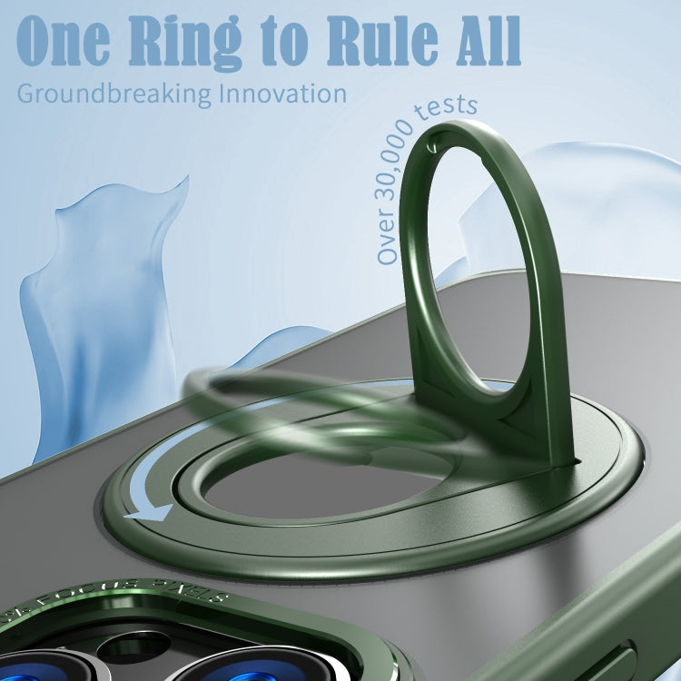For iPhone 15 Pro Rotating Ring Magnetic Holder Phone Case(Green) - HoMEdemic™ 