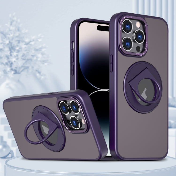 For iPhone 15 Pro Rotating Ring Magnetic Holder Phone Case(Purple) - HoMEdemic™ 