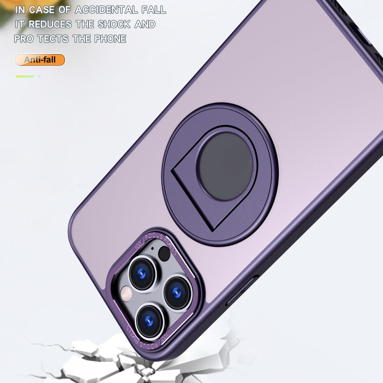 For iPhone 15 Pro Rotating Ring Magnetic Holder Phone Case(Purple) - HoMEdemic™ 