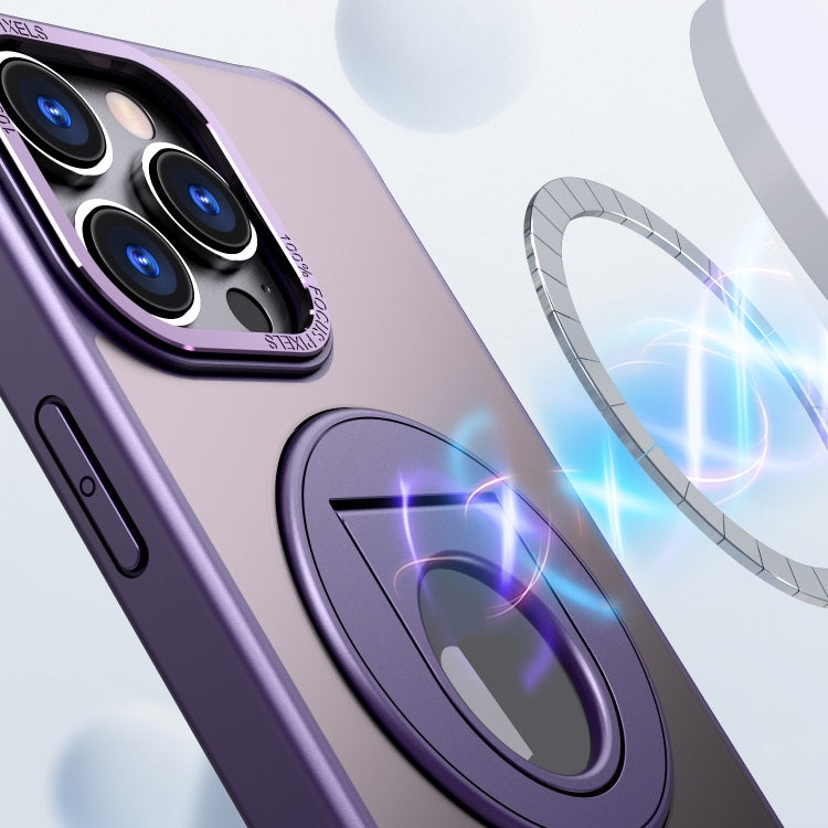 For iPhone 15 Pro Rotating Ring Magnetic Holder Phone Case(Purple) - HoMEdemic™ 