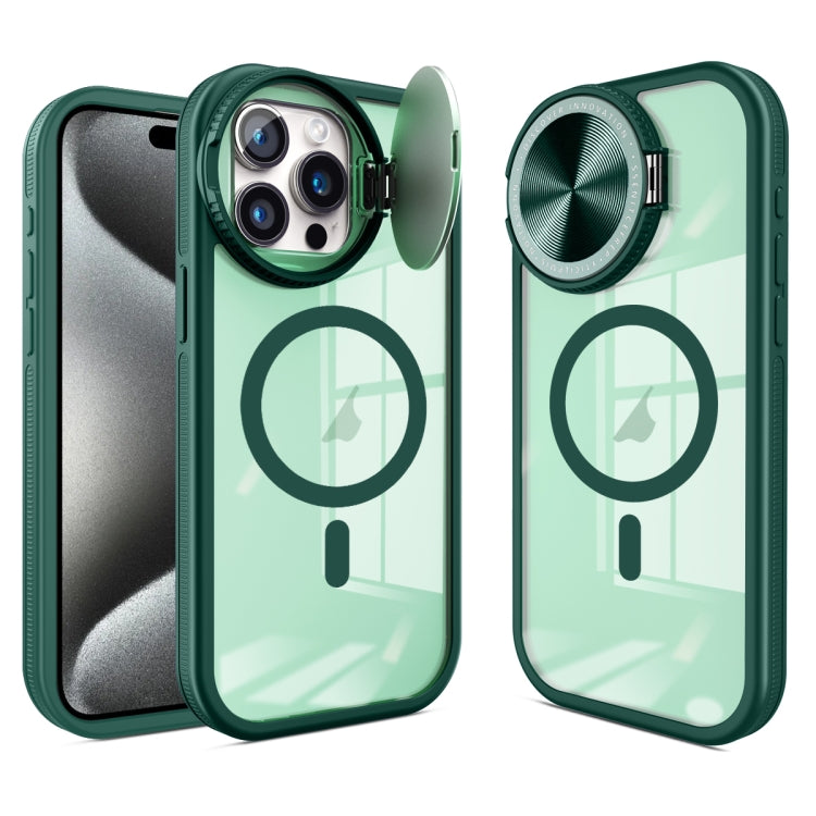 For iPhone 15 Pro Round Camshield MagSafe TPU Hybrid PC Phone Case(Green) - HoMEdemic™ 