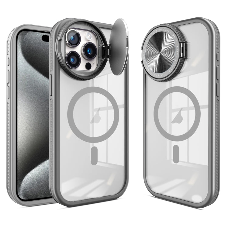 For iPhone 15 Pro Round Camshield MagSafe TPU Hybrid PC Phone Case(Grey) - HoMEdemic™ 