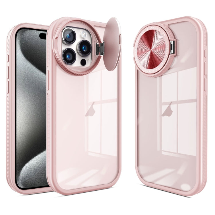 For iPhone 15 Pro Round Camshield TPU Hybrid PC Phone Case(Pink) - HoMEdemic™ 
