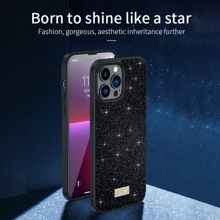 For iPhone 15 Pro SULADA Glittery PC Hybrid TPU Handmade Leather Phone Case(Colorful) - HoMEdemic™ 