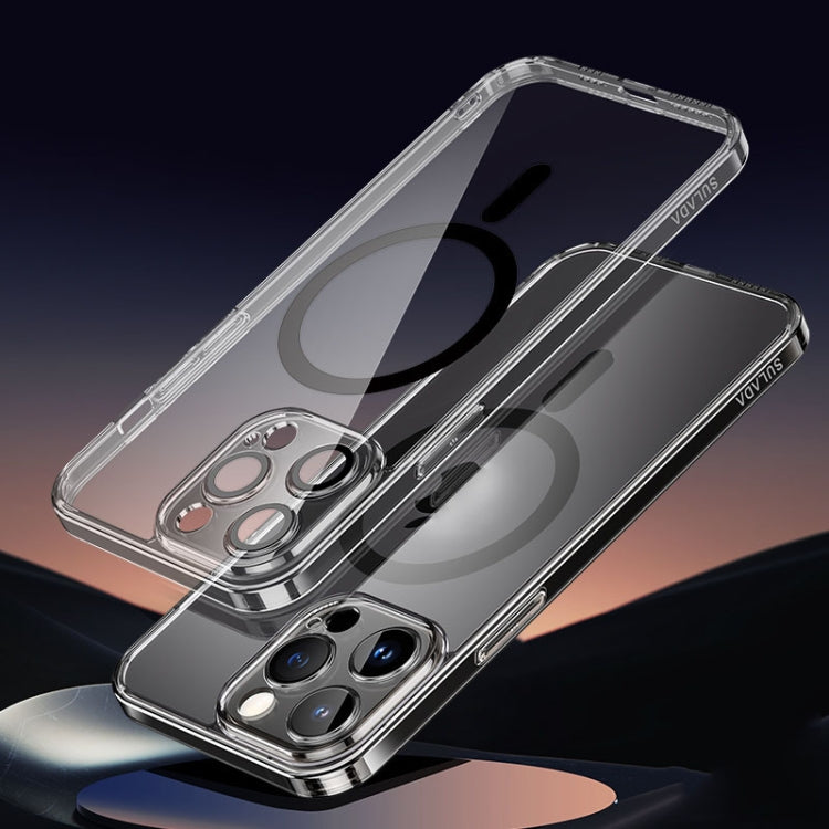 For iPhone 15 Pro SULADA Jingpin Series MagSafe All-inclusive Lens Electroplated TPU Phone Case(Transparent Black) - HoMEdemic™ 