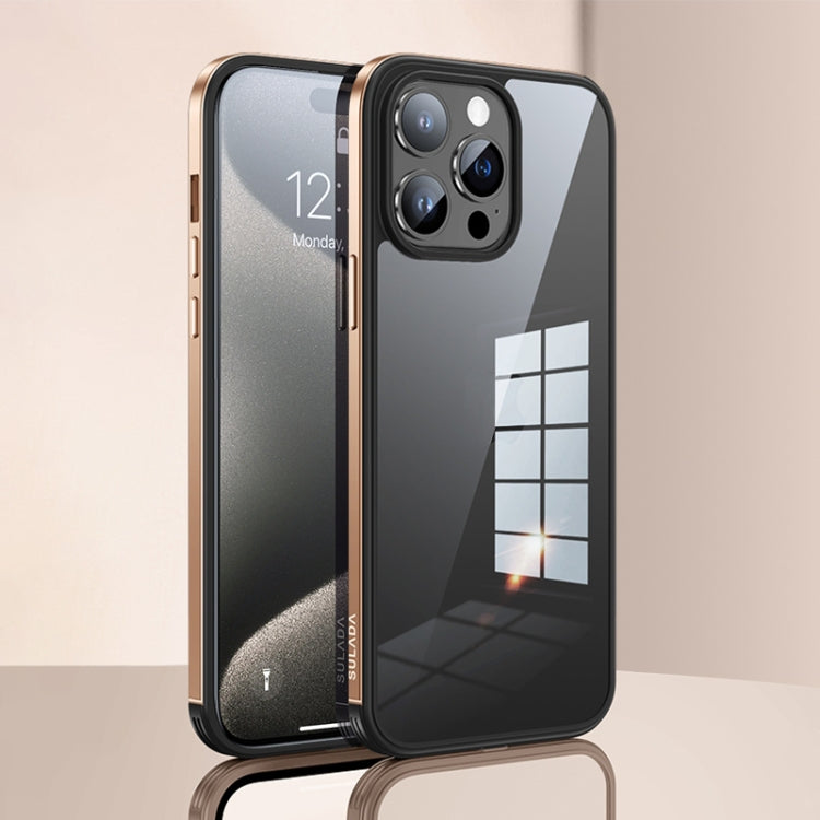 For iPhone 15 Pro SULADA Metal Frame + Nano Glass + TPU Phone Case(Gold) - HoMEdemic™ 