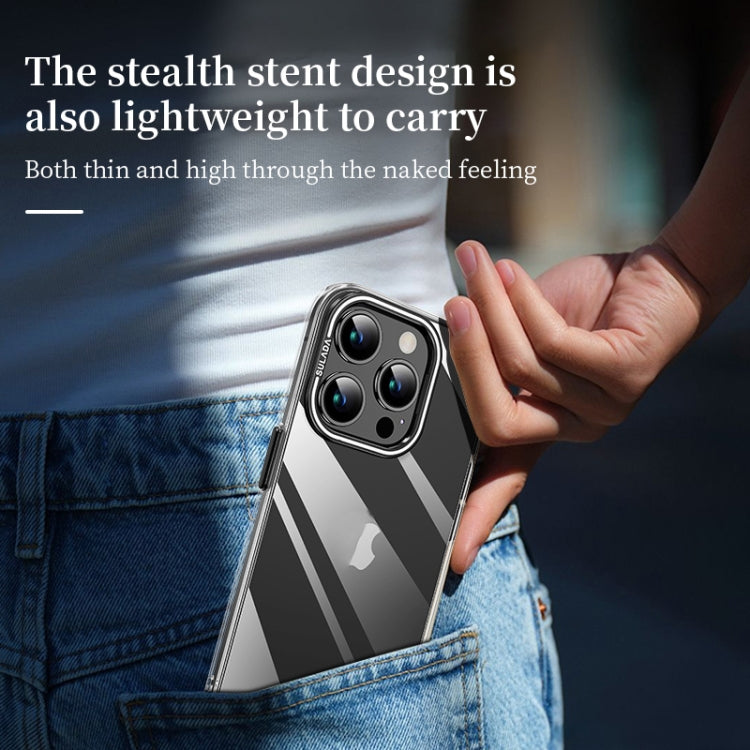 For iPhone 15 Pro SULADA PC + Aluminum Alloy Lens Holder Phone Case(Silver) - HoMEdemic™ 