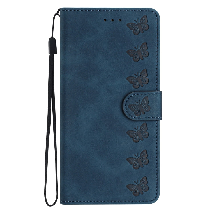 For iPhone 15 Pro Seven Butterflies Embossed Leather Phone Case(Blue) - HoMEdemic™ 