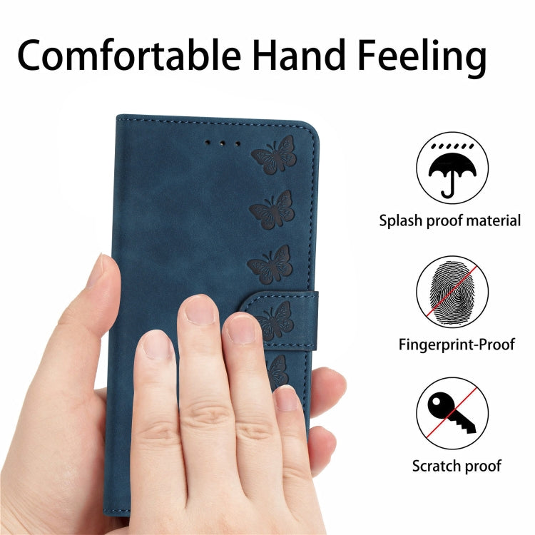 For iPhone 15 Pro Seven Butterflies Embossed Leather Phone Case(Blue) - HoMEdemic™ 