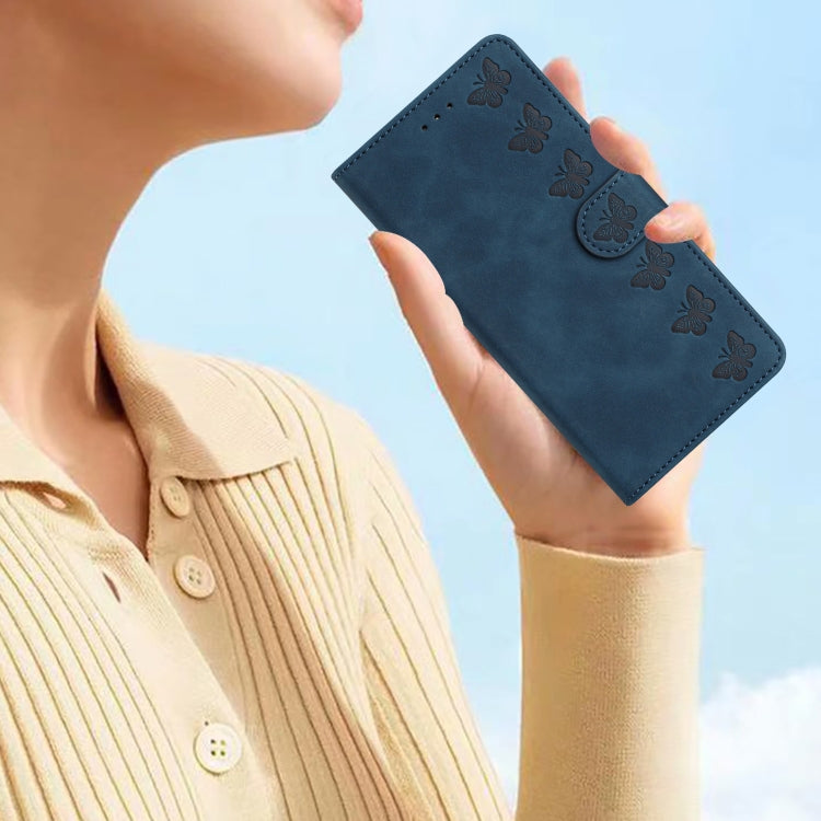 For iPhone 15 Pro Seven Butterflies Embossed Leather Phone Case(Blue) - HoMEdemic™ 