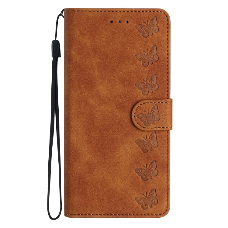 For iPhone 15 Pro Seven Butterflies Embossed Leather Phone Case(Brown) - HoMEdemic™ 