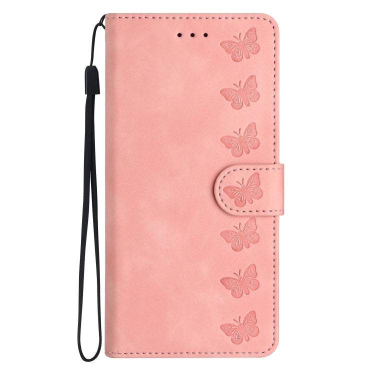 For iPhone 15 Pro Seven Butterflies Embossed Leather Phone Case(Pink) - HoMEdemic™ 