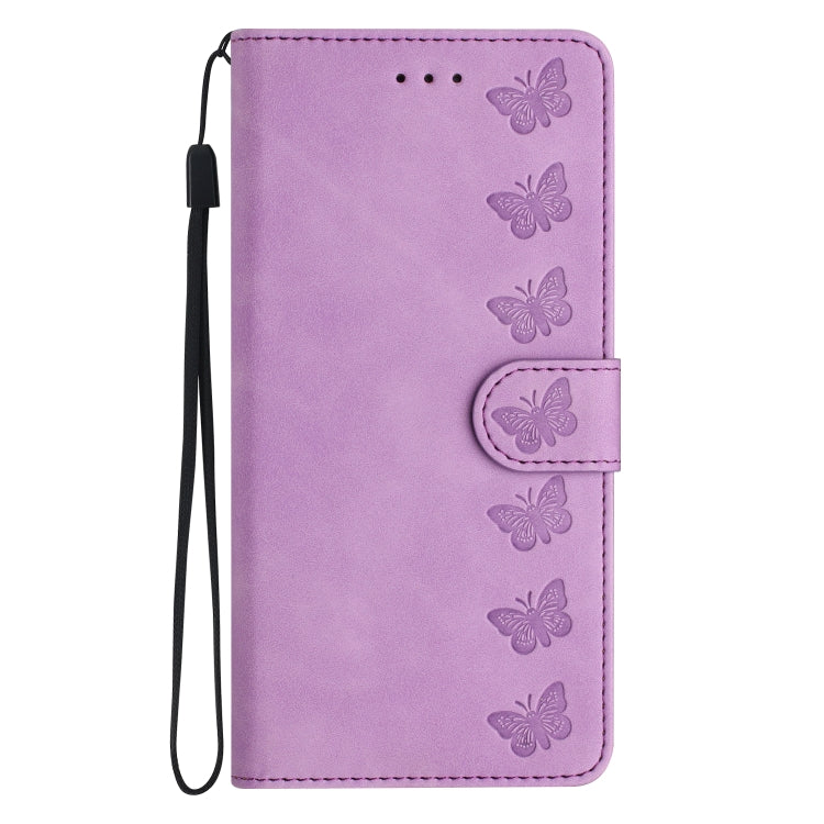 For iPhone 15 Pro Seven Butterflies Embossed Leather Phone Case(Purple) - HoMEdemic™ 