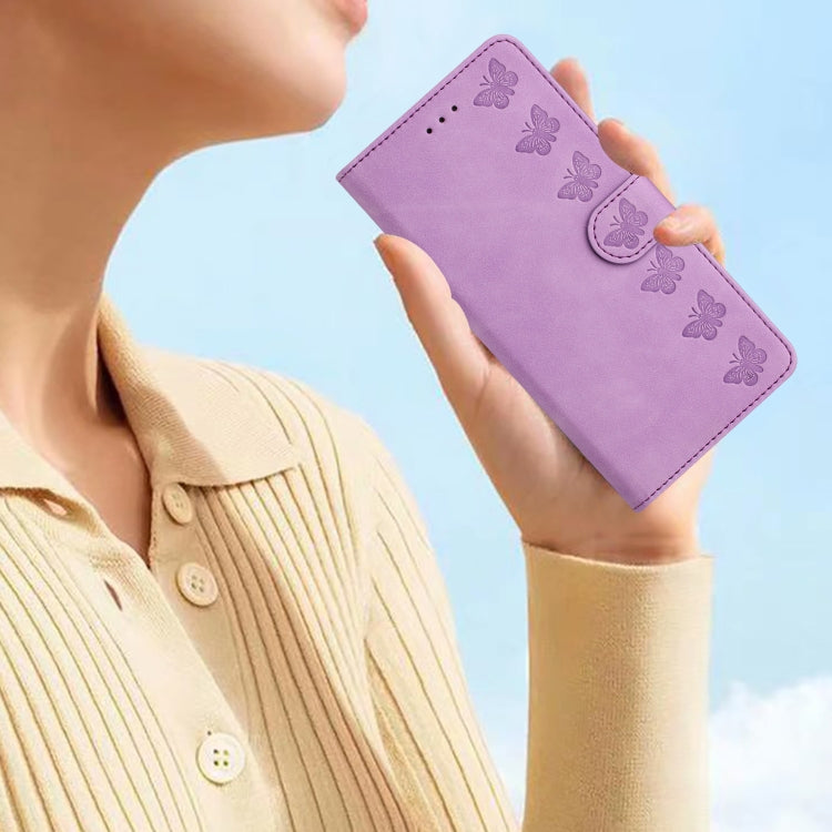 For iPhone 15 Pro Seven Butterflies Embossed Leather Phone Case(Purple) - HoMEdemic™ 