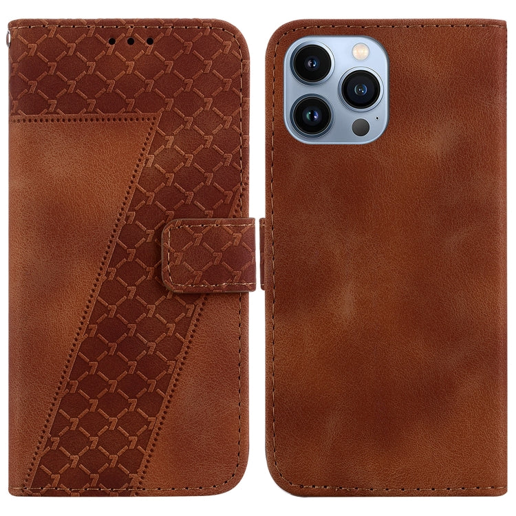 For iPhone 15 Pro Seven-shaped Embossed Leather Phone Case(Brown) - HoMEdemic™ 