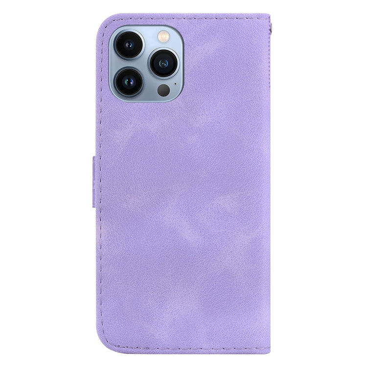 For iPhone 15 Pro Seven-shaped Embossed Leather Phone Case(Purple) - HoMEdemic™ 