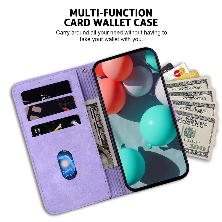 For iPhone 15 Pro Seven-shaped Embossed Leather Phone Case(Purple) - HoMEdemic™ 