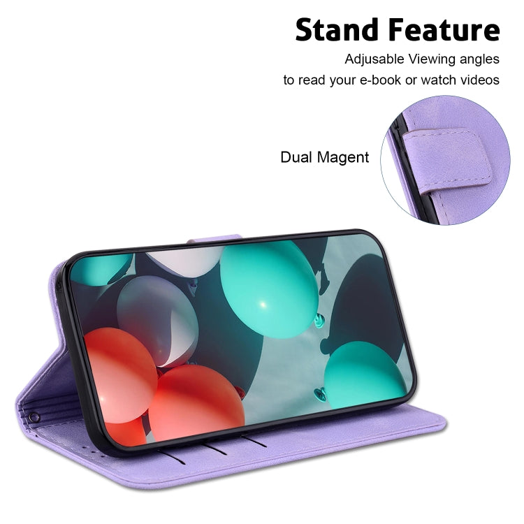 For iPhone 15 Pro Seven-shaped Embossed Leather Phone Case(Purple) - HoMEdemic™ 