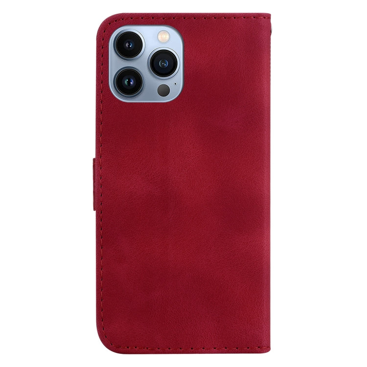 For iPhone 15 Pro Seven-shaped Embossed Leather Phone Case(Red) - HoMEdemic™ 