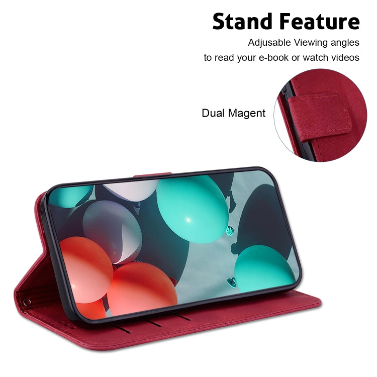 For iPhone 15 Pro Seven-shaped Embossed Leather Phone Case(Red) - HoMEdemic™ 
