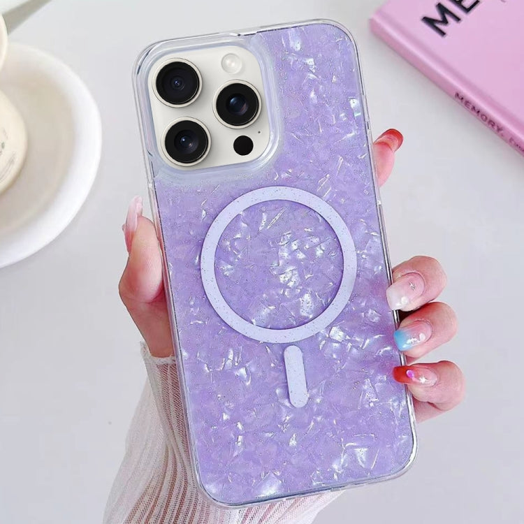 For iPhone 15 Pro Shell Texture MagSafe TPU Phone Case(Purple) - HoMEdemic™ 