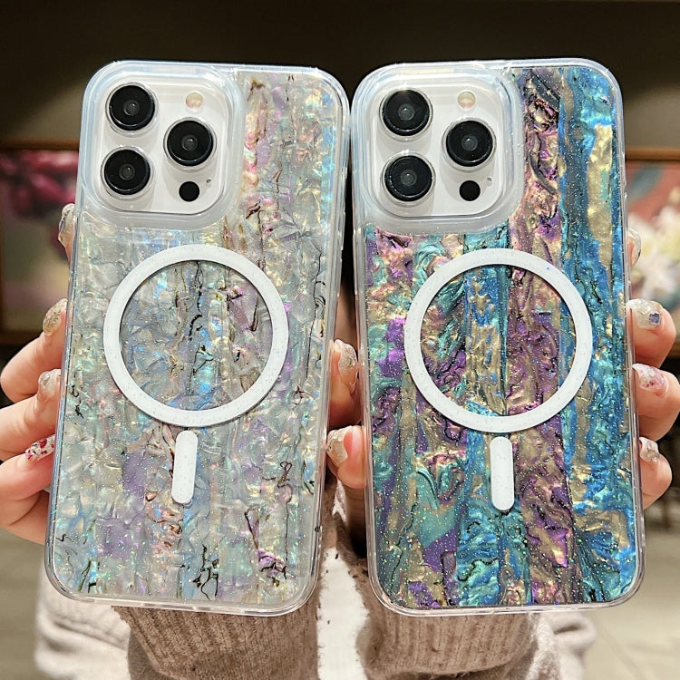 For iPhone 15 Pro Shell Texture Multicolor MagSafe TPU Phone Case(Sea Green) - HoMEdemic™ 