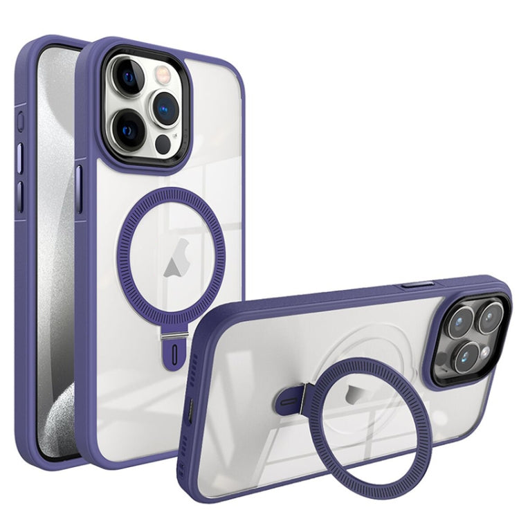 For iPhone 15 Pro Shield Armor MagSafe Holder Phone Case(Deep Purple) - HoMEdemic™ 