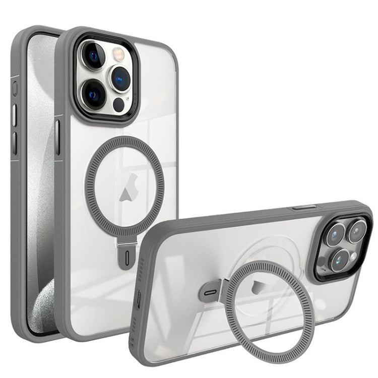 For iPhone 15 Pro Shield Armor MagSafe Holder Phone Case(Grey) - HoMEdemic™ 