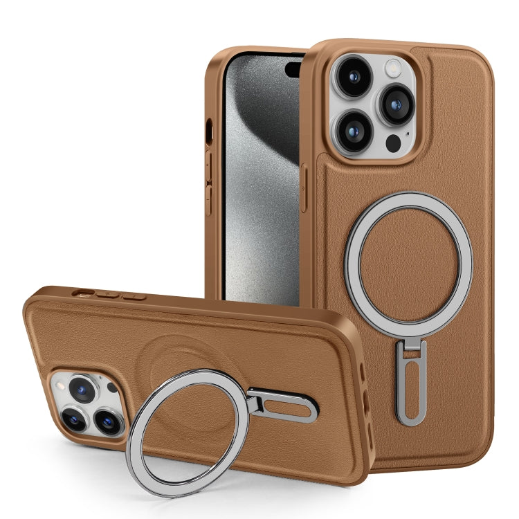 For iPhone 15 Pro Shield MagSafe Magnetic Holder Phone Case(Brown) - HoMEdemic™ 