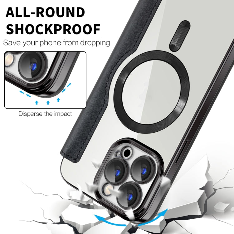 For iPhone 15 Pro Shield MagSafe RFID Anti-theft Leather Phone Case(Black) - HoMEdemic™ 