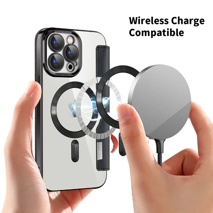 For iPhone 15 Pro Shield MagSafe RFID Anti-theft Leather Phone Case(Black) - HoMEdemic™ 