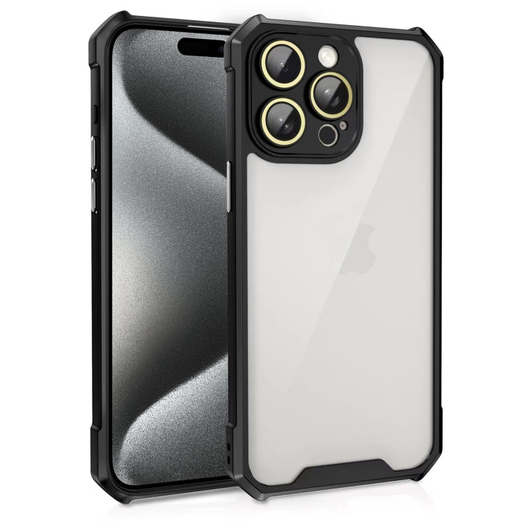 For iPhone 15 Pro Shockproof Acrylic Phone Case with Lens Glass Film(Black) - HoMEdemic™ 