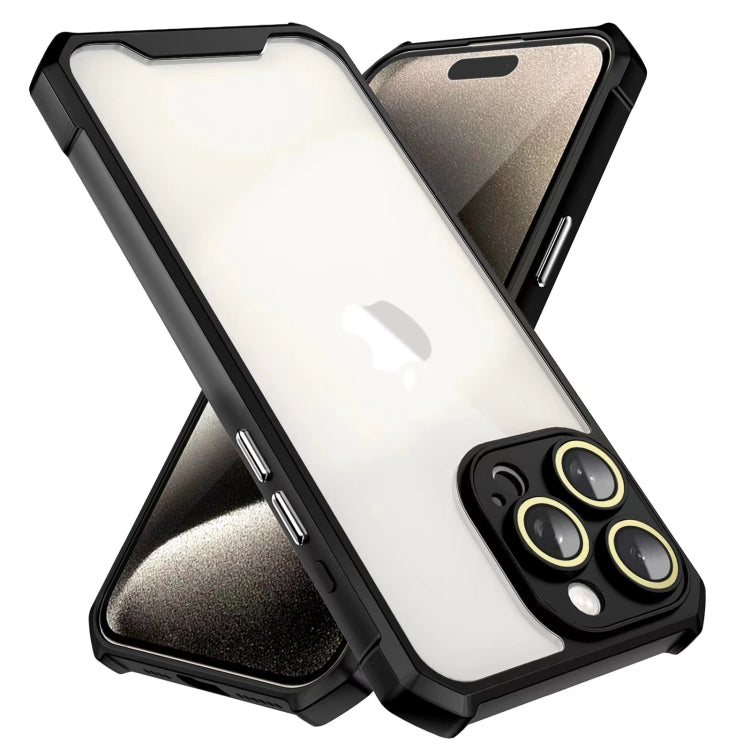 For iPhone 15 Pro Shockproof Acrylic Phone Case with Lens Glass Film(Black) - HoMEdemic™ 
