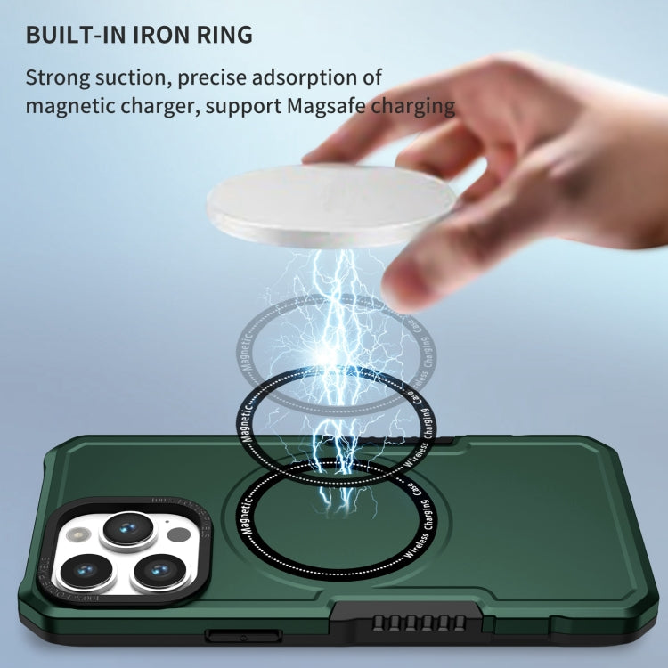 For iPhone 15 Pro Shockproof Armor MagSafe Phone Case(Dark Green) - HoMEdemic™ 