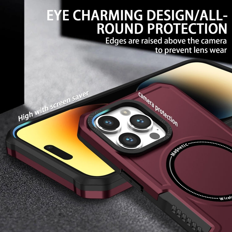 For iPhone 15 Pro Shockproof Armor MagSafe Phone Case(Wine Red) - HoMEdemic™ 