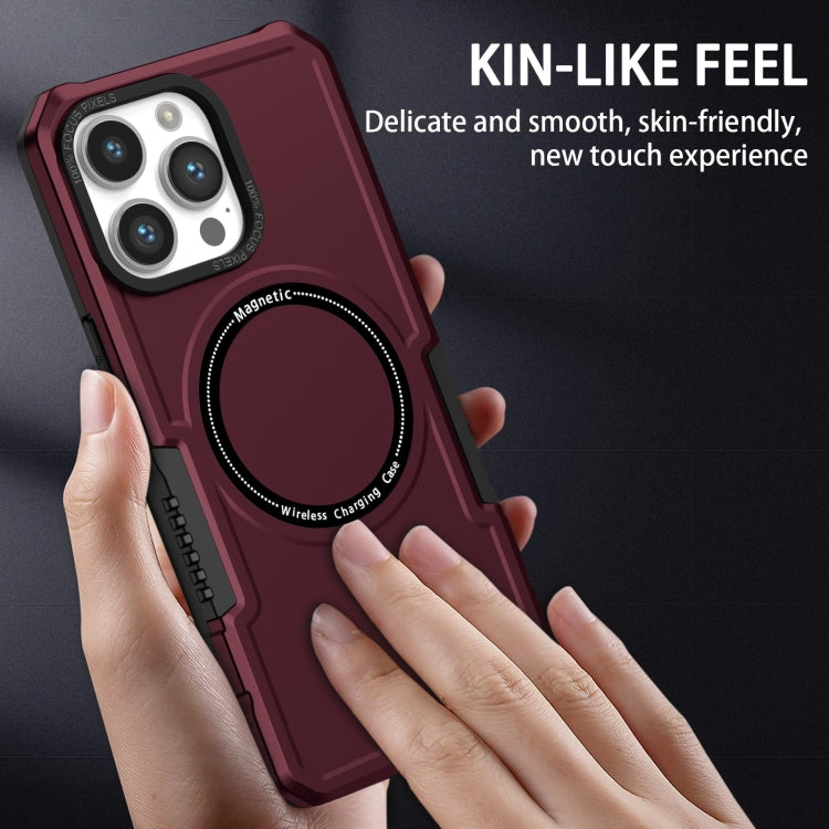 For iPhone 15 Pro Shockproof Armor MagSafe Phone Case(Wine Red) - HoMEdemic™ 