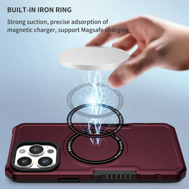For iPhone 15 Pro Shockproof Armor MagSafe Phone Case(Wine Red) - HoMEdemic™ 