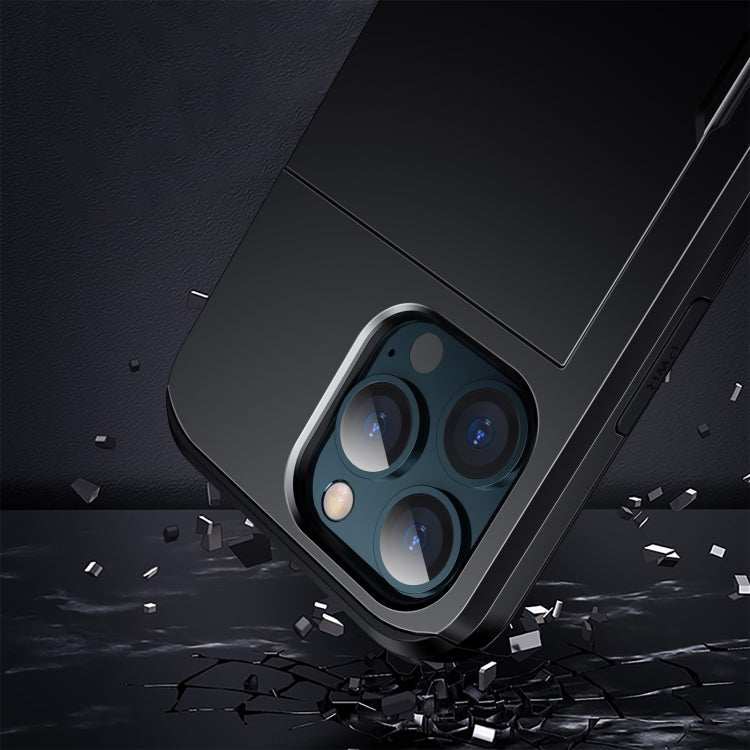 For iPhone 15 Pro Shockproof Armor Phone Case with Slide Card Slot(Black) - HoMEdemic™ 