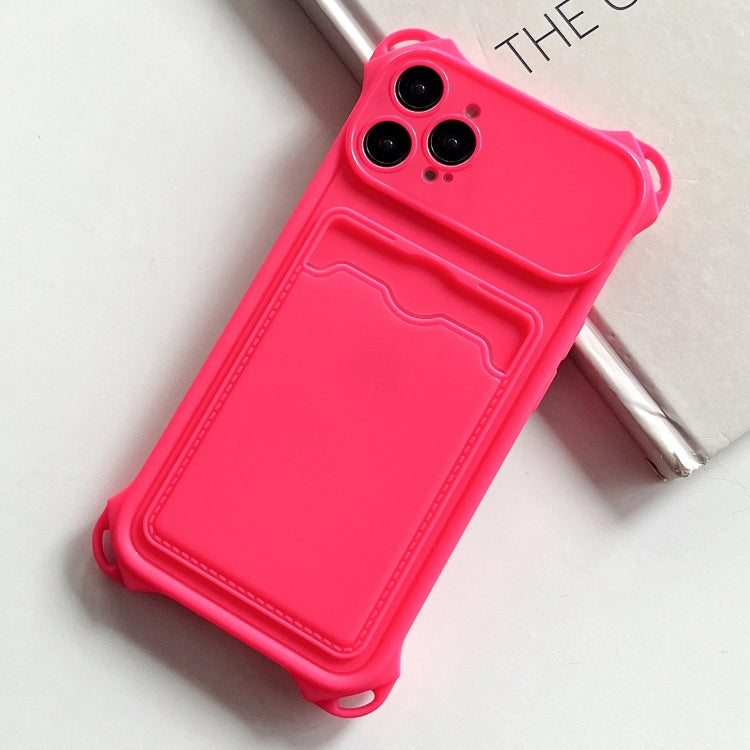 For iPhone 15 Pro Shockproof Card Slot Frosted TPU Phone Case(Rose Red) - HoMEdemic™ 