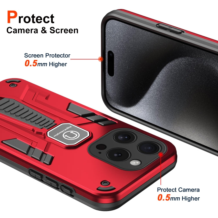 For iPhone 15 Pro Shockproof Holder Phone Case(Red) - HoMEdemic™ 