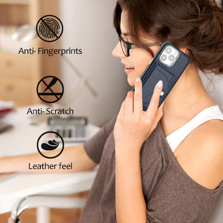 For iPhone 15 Pro Shockproof Leather Phone Case with Card Holder(Blue) - HoMEdemic™ 