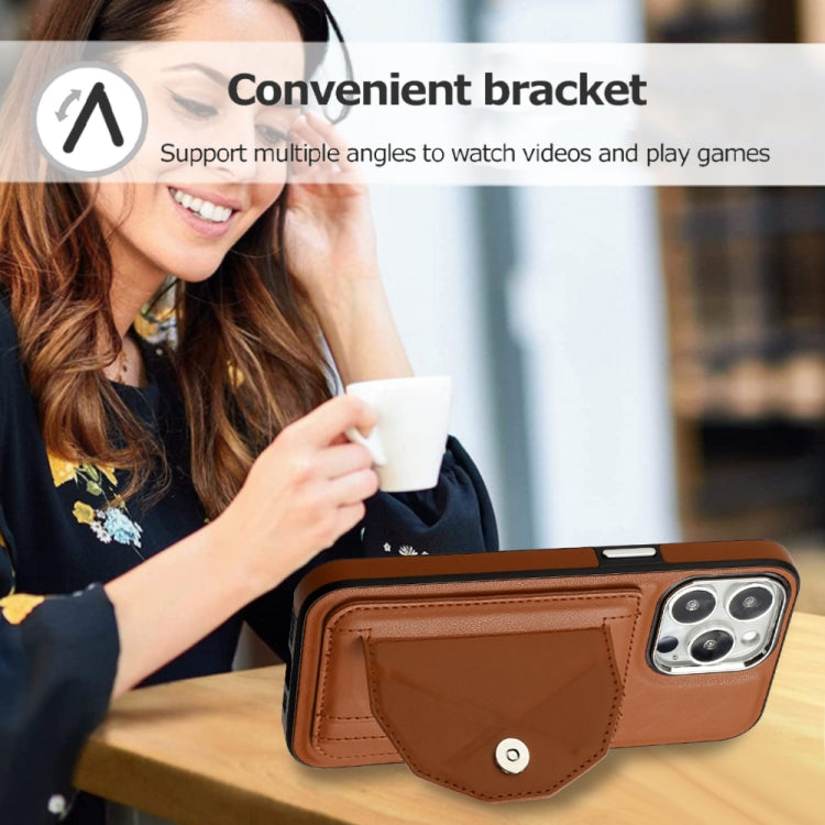 For iPhone 15 Pro Shockproof Leather Phone Case with Card Holder(Brown) - HoMEdemic™ 