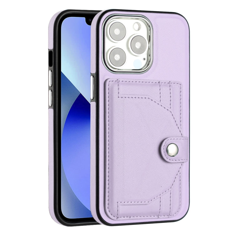 For iPhone 15 Pro Shockproof Leather Phone Case with Card Holder(Purple) - HoMEdemic™ 