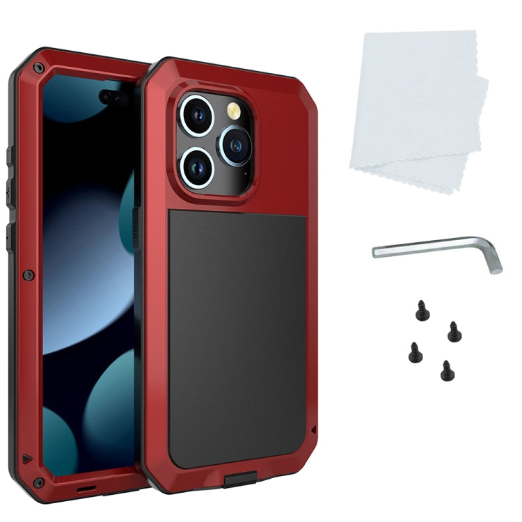 For iPhone 15 Pro Shockproof Life Waterproof Dust-proof Metal + Silicone Phone Case(Red) - HoMEdemic™ 
