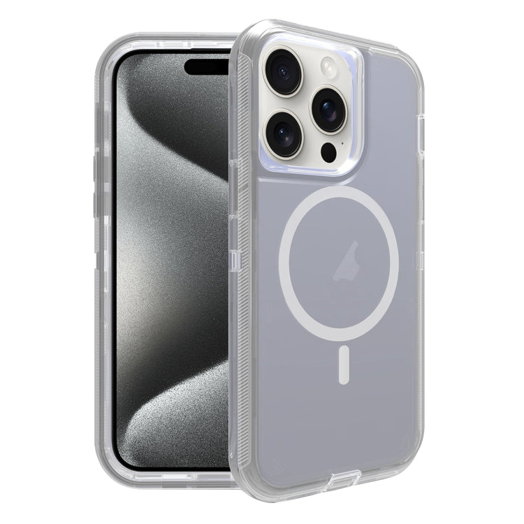 For iPhone 15 Pro Shockproof MagSafe Magnetic Phone Case(Transparent Grey) - HoMEdemic™ 