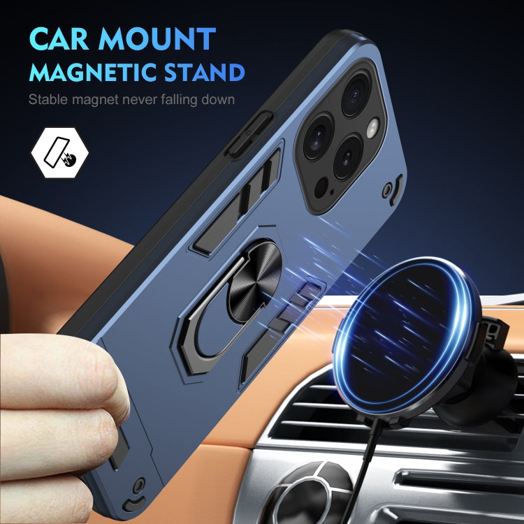 For iPhone 15 Pro Shockproof Metal Ring Holder Phone Case(Blue) - HoMEdemic™ 