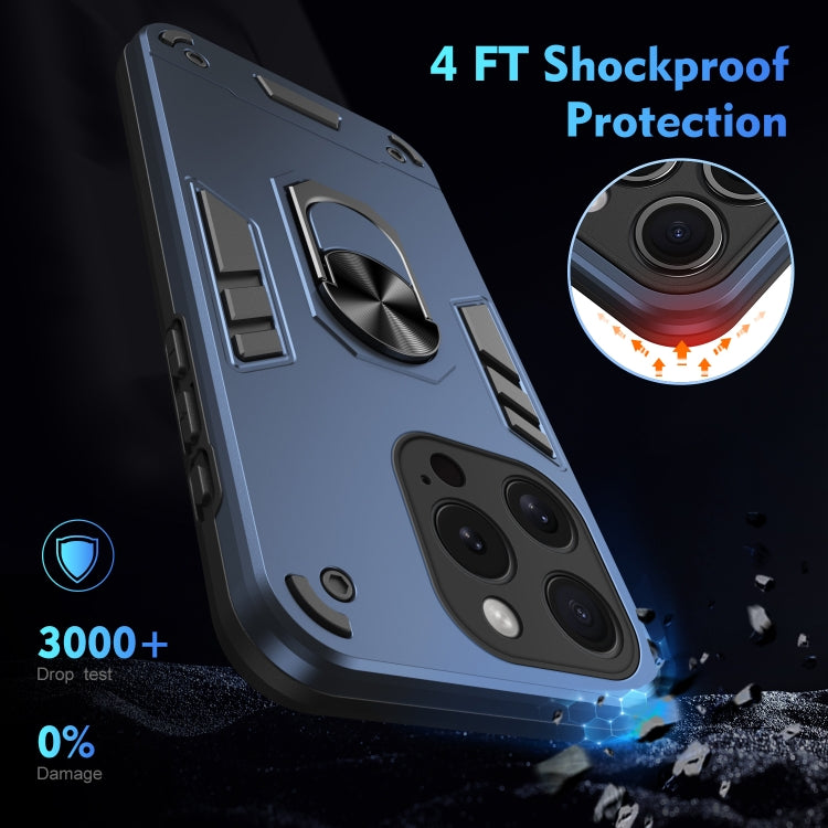 For iPhone 15 Pro Shockproof Metal Ring Holder Phone Case(Blue) - HoMEdemic™ 