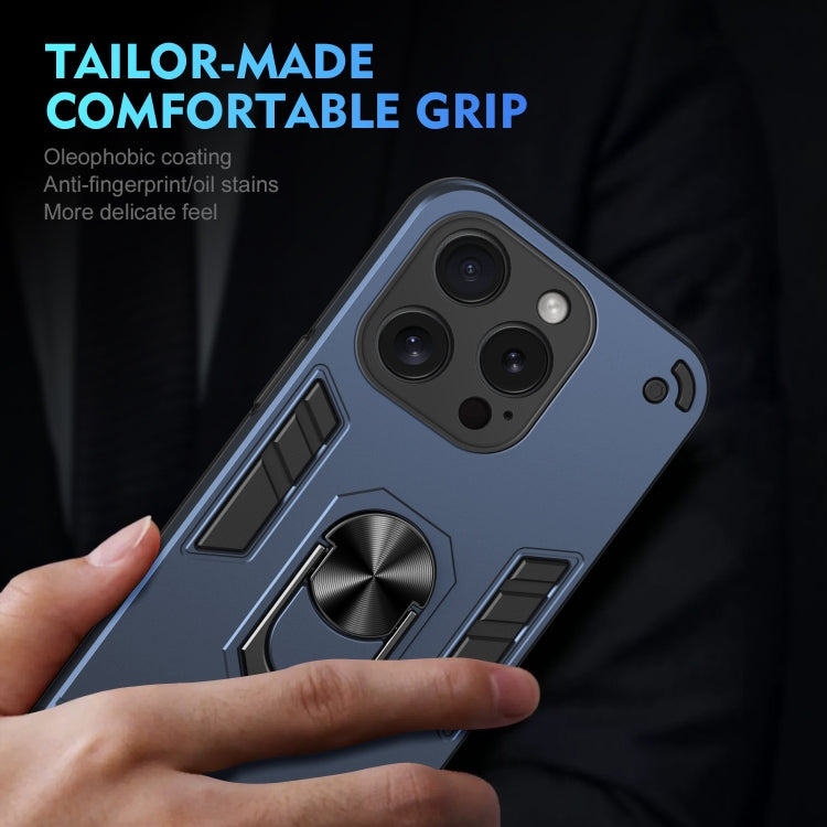 For iPhone 15 Pro Shockproof Metal Ring Holder Phone Case(Blue) - HoMEdemic™ 