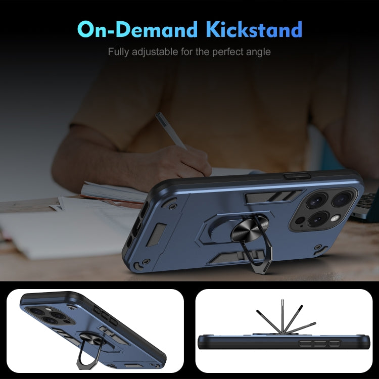 For iPhone 15 Pro Shockproof Metal Ring Holder Phone Case(Blue) - HoMEdemic™ 